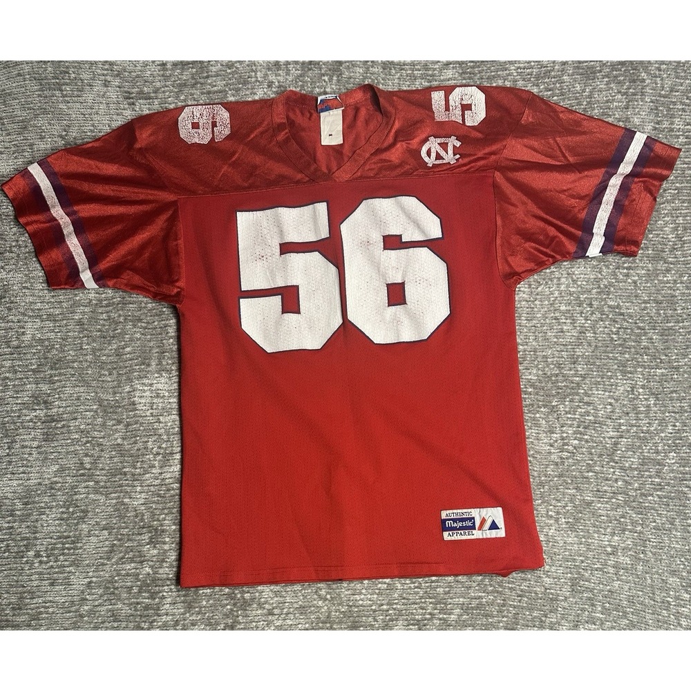 Vintage Majestic UNC North Carolina Tarheels Football Jersey Sz Large Red